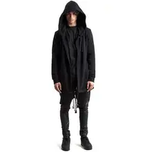 Худи осень-зима мужской Тренч уличная толстовка кардиган Однотонный черный белый цвет Средний длинный повседневный мужской плащ пальто мужские топы