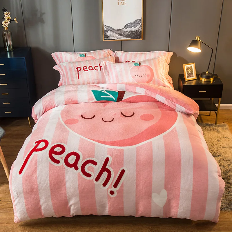 

Winter Coral Fleece Bedding Bed Sheet Quilt Denim Suede Fleece Milk Velvet Cartoon-Style Dinosaur