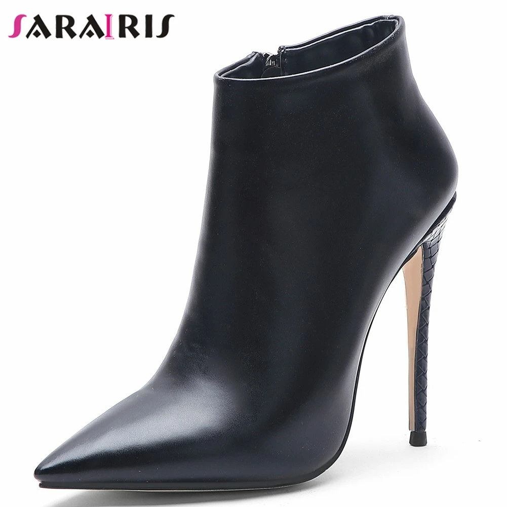 

SARAIRIS Sexy Women Ankle Boots 2019 Pointed Toe Stiletto High Heeled Shoes Woman Zipper Party Wedding Office Dress Boots