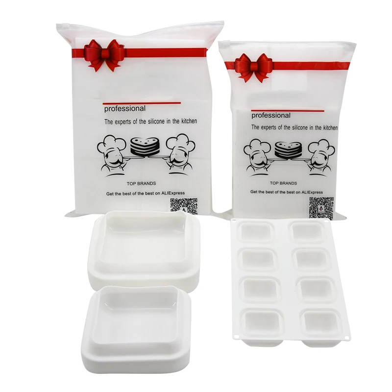 

3PCS Silicone 3D GEM Square Baking Cake Mold For Ice Cream Cubes Jelly Chocolates Mousse Decorating Tools