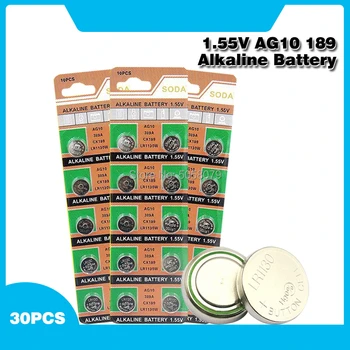 

30PCS/pack AG10 LR54 Cell Coin Alkaline Battery for Watch Toys Remote 1.55V SR54 389 189 LR1130 SR1130 Button Batteries