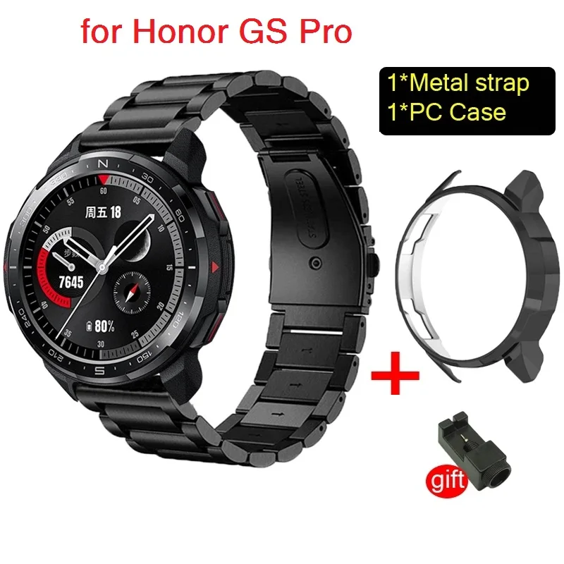 

Stainless steel wristband for honor watch GS Pro smart watch strap Bands band belt PC case cover with Adjust tool sport strap