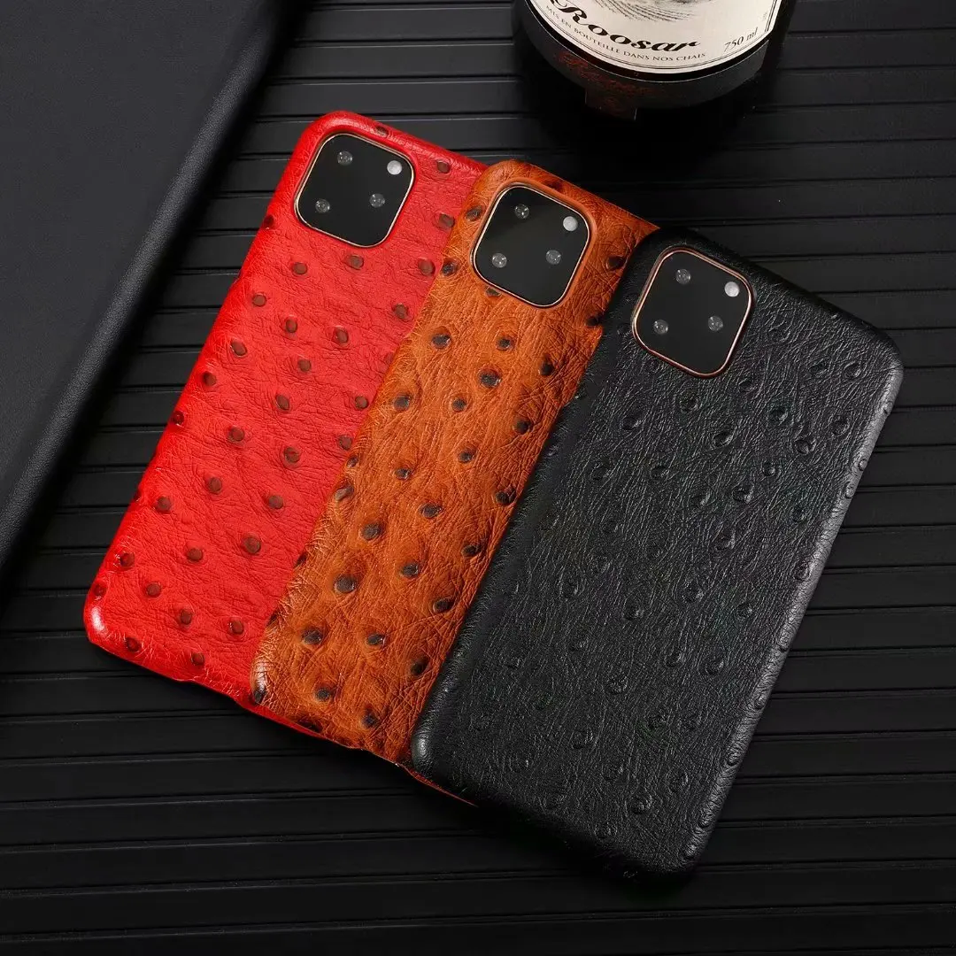 Роскошный чехол для телефона из натуральной кожи для Apple iPhone 11 Pro Max Cow Hide кожаный чехол Модный страусиный узор