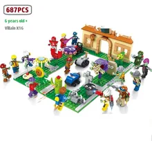 

JX90086 building blocks 687pcs small particles crazy backyard children's educational model building toy gift over 6 years old