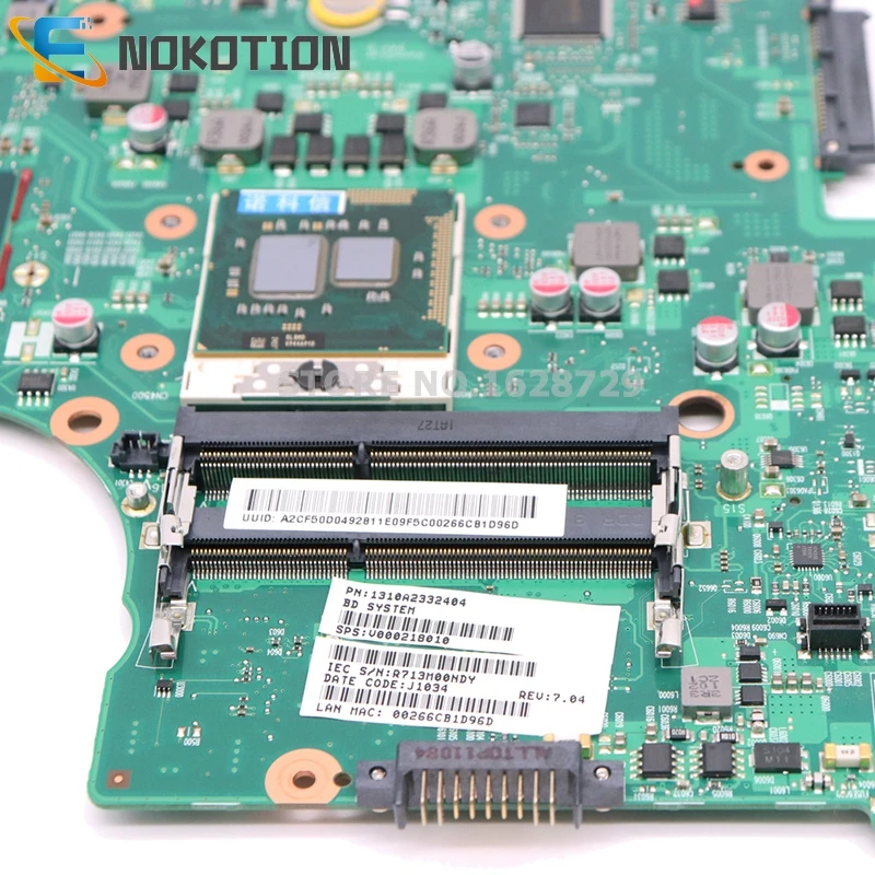 NOKOTION 1310A2332402 V000218080 основная плата для Toshiba Satellite L650 материнская плата для ноутбука HM55 DDR3 Бесплатный процессор