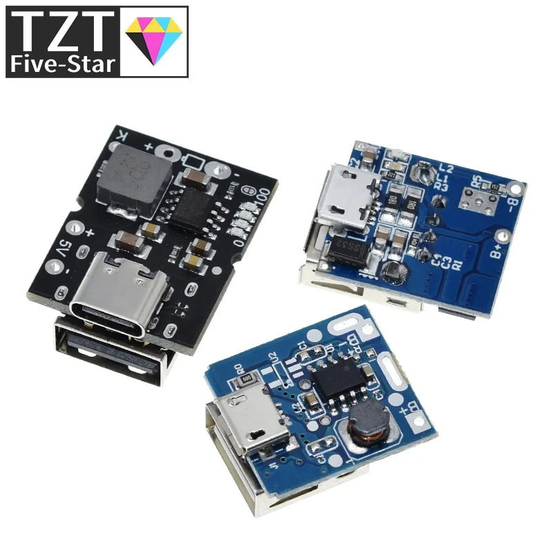 Повышающий Модуль внешнего аккумулятора USB Type-C / Micro 5 В 1 А 2 а светодиодный со