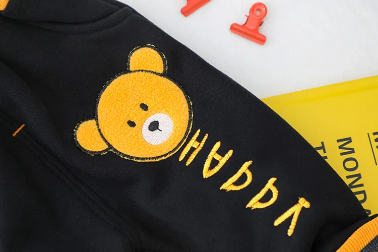 HYLKIDHUOSE/ г. Комплекты одежды для маленьких мальчиков и девочек комплекты одежды для малышей Осенние плюшевые детские топы с рисунком медведя, штаны
