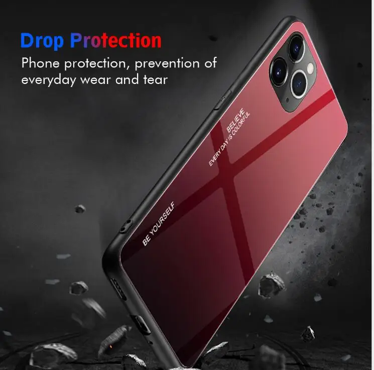 Для Apple iphone 11 Pro макс. закаленное стекло чехол Защита разноцветная ракушка чехол для телефона