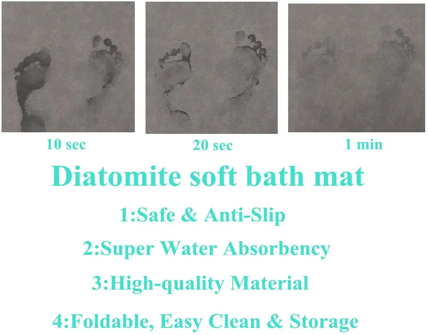 Non-Slip Super Absorbent Bath Mat Washable Diatomaceous Earth Soft