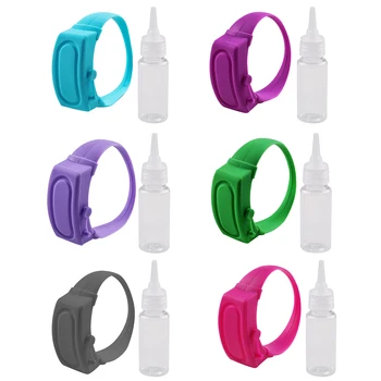 

6pcs Sanitizer Refillable Bracelet Pumps Disinfectant Dispenser Bracelet Wristband Hand Sanitizer Dispensing Silicone Bracelet