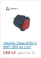 5 штук в партии KCD1 SPST 224N 23 мм 4 Pin 250V 6A круглый желобковый выключатель, простая в использовании включения выключения кулисный переключатель