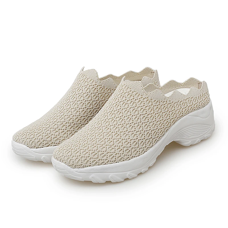 Women Slip On Half Platform Flats Breathable Mesh Casual Shoes women shoes women flats casual shoes