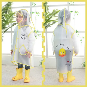 

Children's White Raincoat Rainwear Poncho Outdoor Waterproof Thickened EVA Cute Kid Rain Coat Breathable Outwear Coat