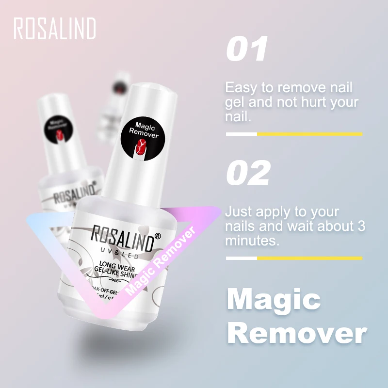 

ROSALIND New Burst Magic Remove Nail Polish Soak Off Gel Acrylic Clean Degreaser Nail Remover Gel Polish Remover 15ml TSLM1