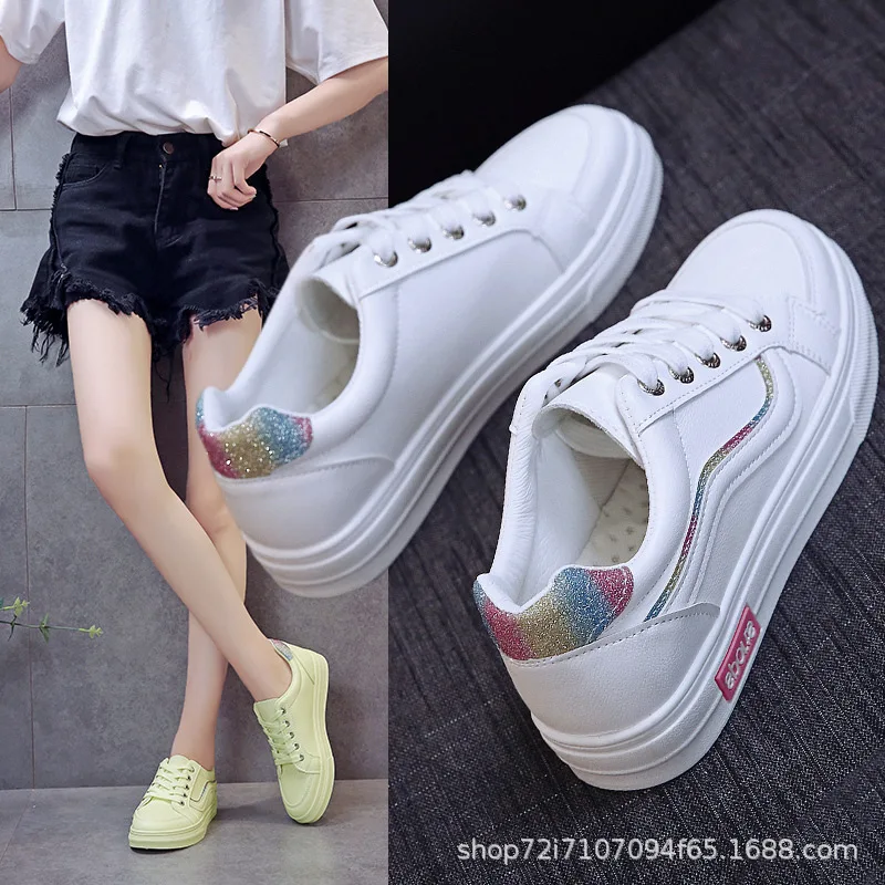 

White Shoes Women's Street Snap INS Fashion 2019 New Style Korean-style Ulzzang Versatile Students Thick Bottomed Platform Weste