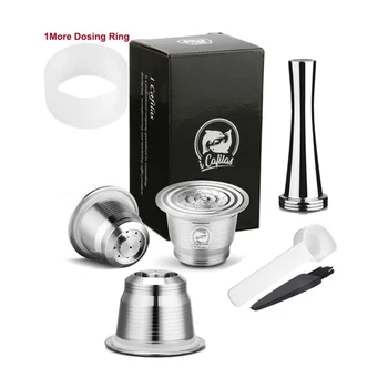 

7pc Stainless Steel Durable Refillable Reusable Coffee Capsule Pod For Nespresso Food Grade Silicone Ring