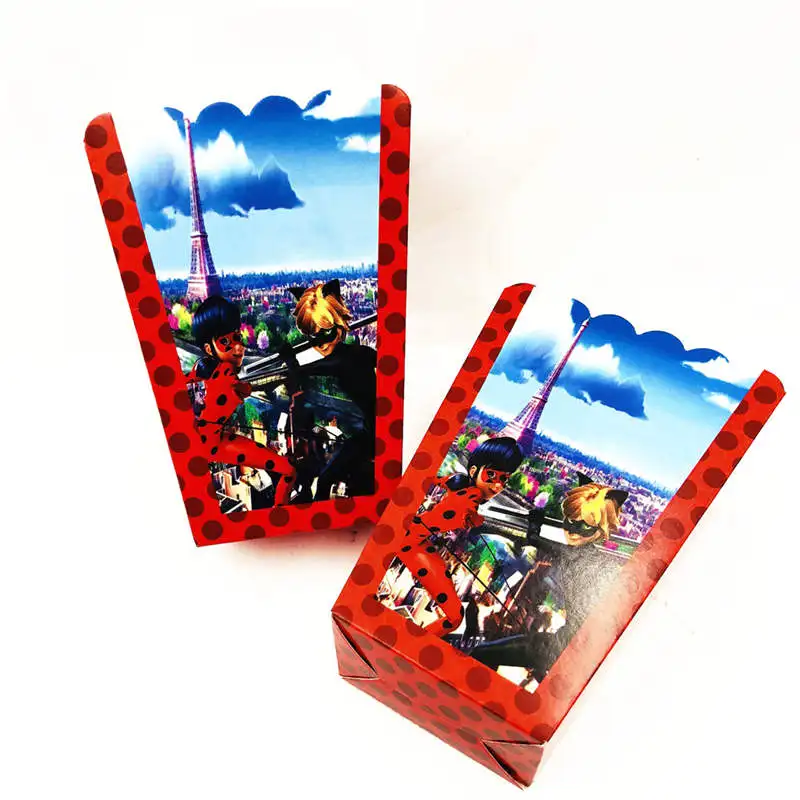 Popcorn Box-6pcs Горячая Распродажа, вечерние воздушные шары с изображением божьей коровки для девочек на день рождения, детский праздничный подарок для девочек, набор для свадьбы, вечерние принадлежности - Цвет: Popcorn Box-6pcs