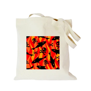 

Origina Canvas Reusable Bag Skeleton Skull Cartoon Print Custom Tote Bag ECO Diy Logo Shopping Bags for Women or Men Totes