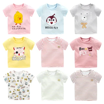 

Children's Short Sleeve T-shirt Round Neck Cotton Cartoon Printed Baby Tee Kid Boys Girls Soft Comfortable Children's T-shirt