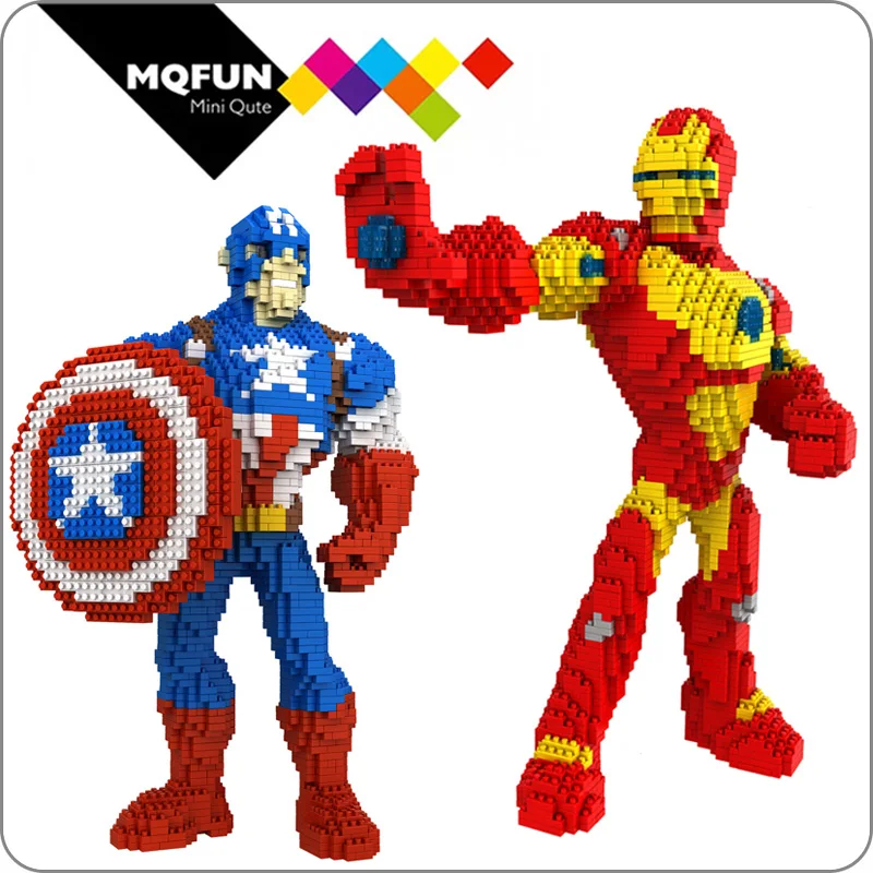 

JM Mini Blocks Big size Marvel avenger iron man Captain American Model Building Toy Action Figures Brinquedos for boys toys