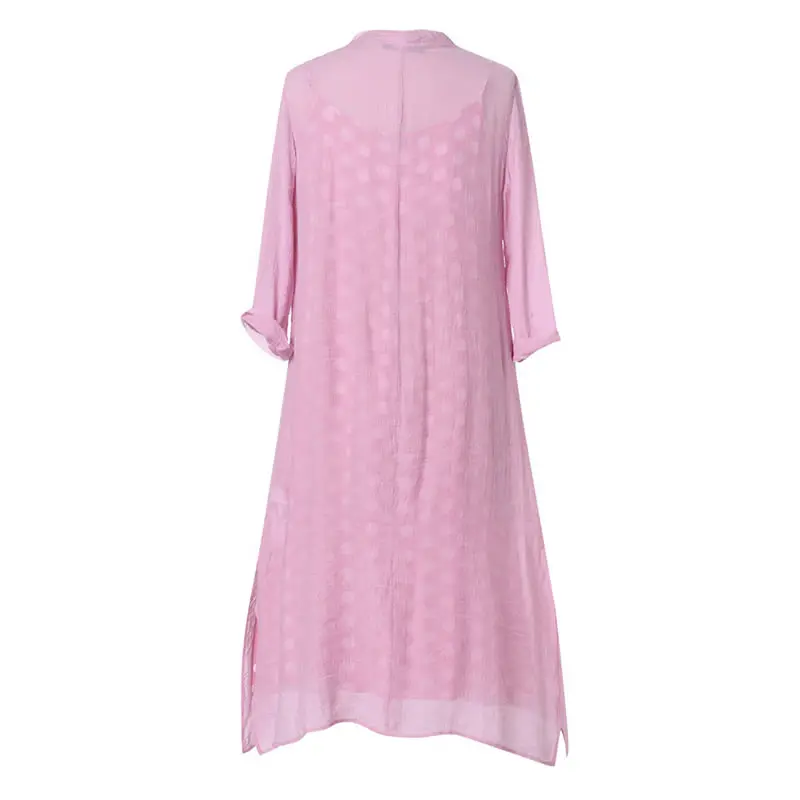 Большие размеры, комплект из двух предметов с юбкой, Модные свободные макси юбки в горошек, верхняя одежда, длинный кардиган, комплекты с юбкой, осенние женские повседневные юбки, комплекты