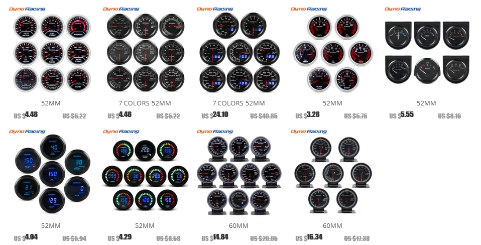 Dynoracing " 52 мм дымовая линза Boost gauge бар psi вакуумная температура воды Температура масла пресс вольтметр уровень топлива Тахометр Датчик Оборотов