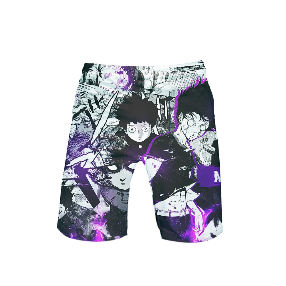 Mob Psycho»(«милый чудак» 100 пляжные шорты для будущих мам пляжное летнее Для мужчин 3D аниме принтом Спортивные шорты для серфинга купальный костюм с мультипликационным рисунком, детский Mobu Сайко Hyaku короткие штаны