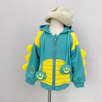 

WLG boys girls winter coats kids velvet thick cartoon style hooded long sleeve jacket baby warm clothes 1-5 years