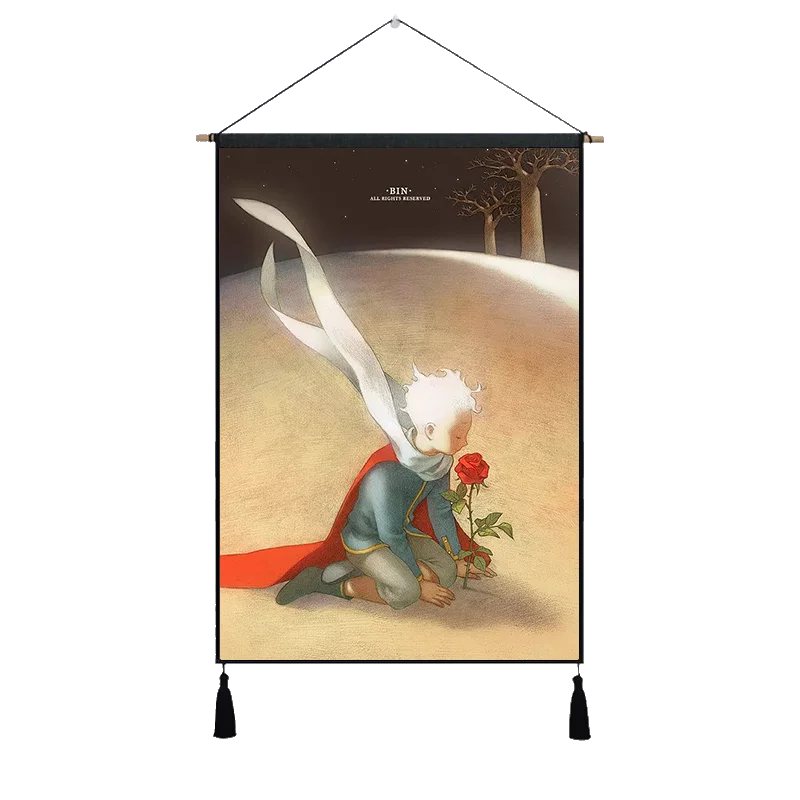 Маленький принц Be Brave to Love Le Petit Prince подвесная ткань хлопок линия живопись плакат домашняя декоративная настенная вешалка гобелен подарок - Цвет: Лиловый