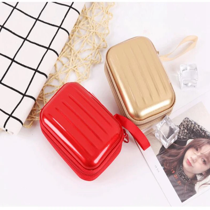 Macaron personality square zipper coin purse headset memory card tinplate storage bag data cable keychain storage box custom who
