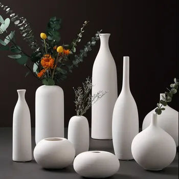 

WSHYUFEI Modern White Ceramic Vase Decoration Hydroponic Plants Ornaments Office desktop Vases Home Decoration Wedding Gifts