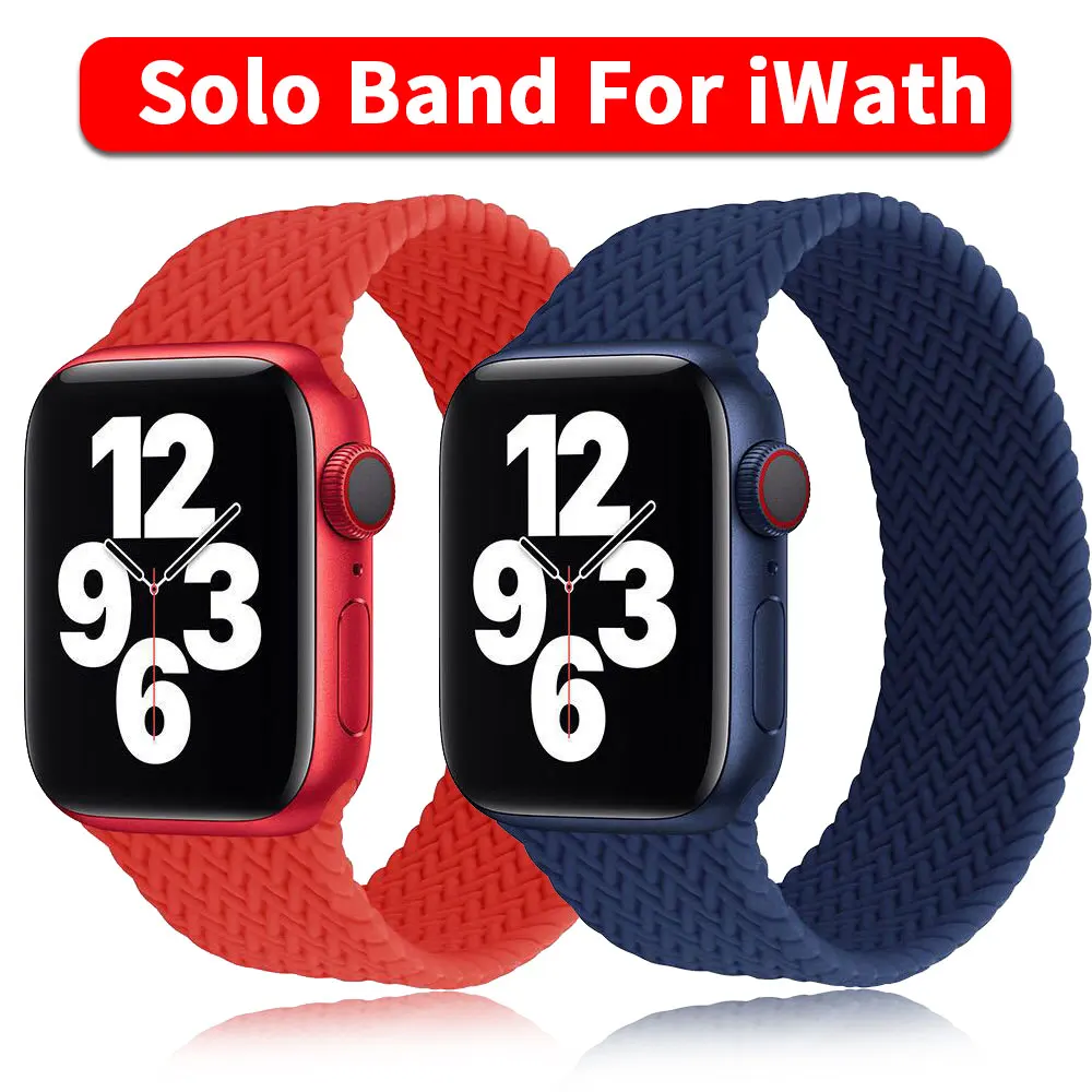 

44mm 40mm Solo Loop Braided Strap For Apple Watch bands 38mm 42mm silicone Elastic Bracelet for iWatch Series 6 SE 5 4 3 band