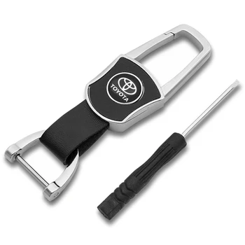 

Car-Styling 3D Metal Leather Auto Logo Keychain Key Chain Key Rings for Toyota chr corolla auris avensis t25 yaris rav4 Camry