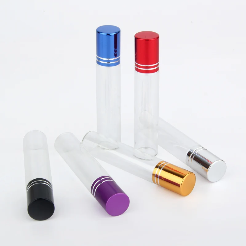 스테인레스 스틸 유리 볼 롤러 유리 에센셜 오일 병, 여행용 유리 향수 롤, 로트 당 100 개, 10ml