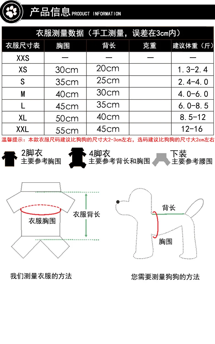 尺寸表