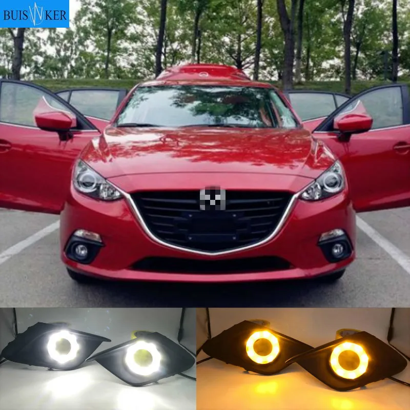 

Дневные ходовые огни, 2 шт., для Mazda 3, Mazda3, Axela 2014, 2015, 2016 светодиодный, дневные ходовые огни, противотуманные фары с указателем поворота