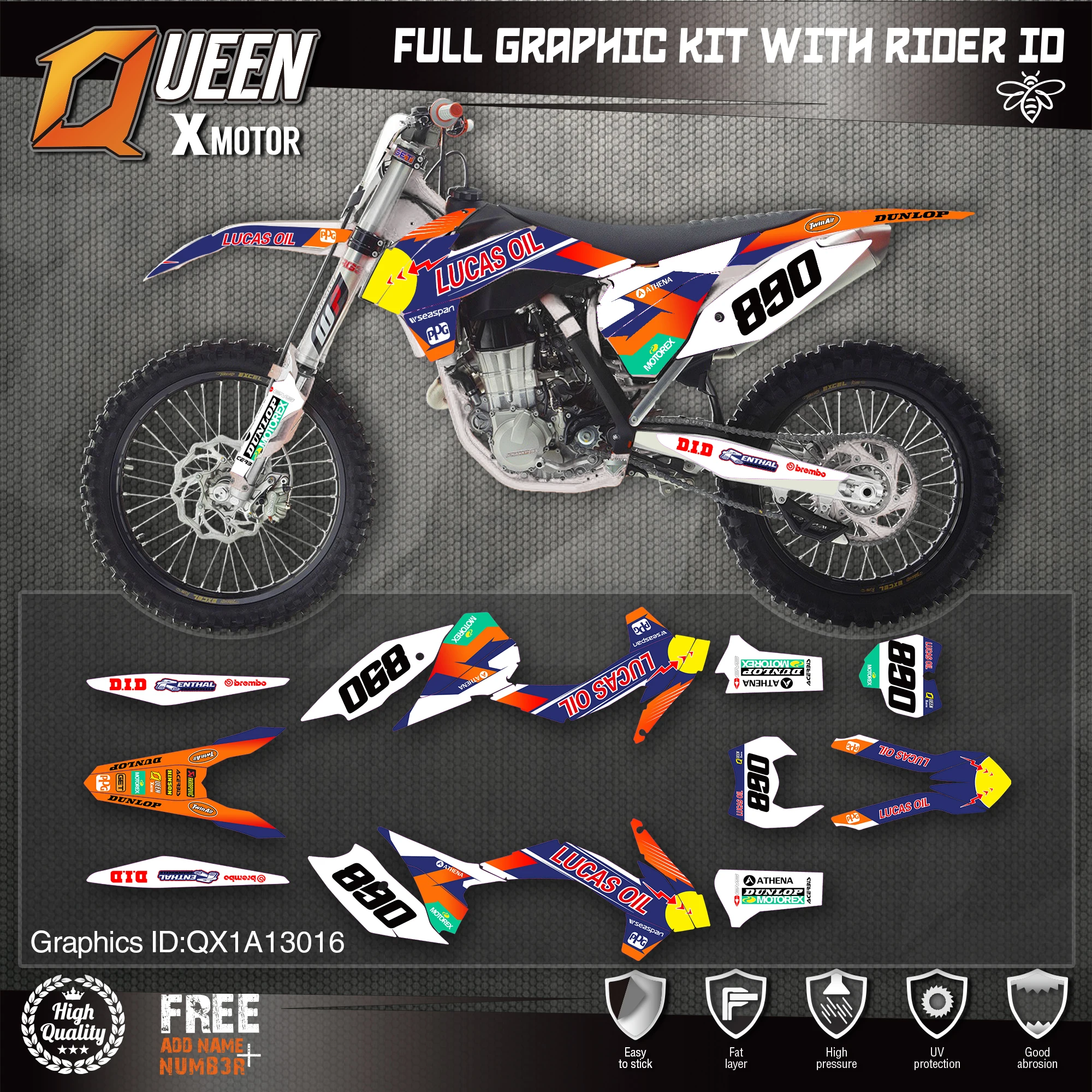 QUEEN X MOTOR Custom Team графические наклейки 3M Набор наклеек для KTM 2013 2014 2015 SX SXF 2016 EXC XC W