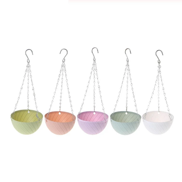 5Pcs Round Plastic Hanging Basket Flower Pot 16X10cm Garden Plant Chain Planter Decoration | Дом и сад