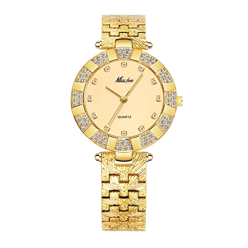 gold 1 Miss Fox женские часы роскошные часы с браслетом из страз для женщин часы со стразами женские montre femme bayan kol saati - Цвет: gold 1