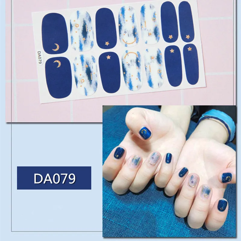 1 лист, модный стикер для ногтей, 3D Водонепроницаемый смешанный дизайн, предварительно спроектированные наклейки для ногтей, s клей, сделай сам, обертывания, наклейки, маникюрные инструменты - Цвет: DA079