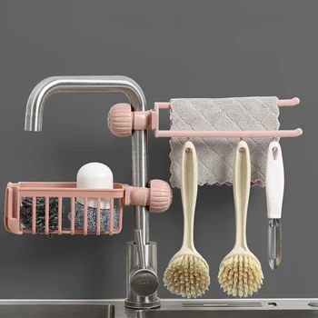 

2Pcs Creative Clip-on Faucet Rack Plastic Drain Hanging Basket Kitchen Sink Cloth Storage Shelf