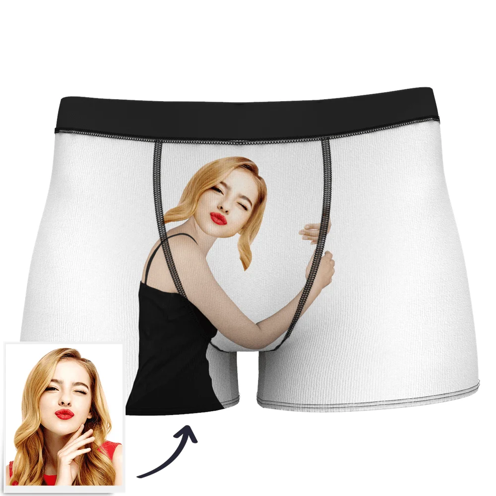 white boxers Подгоняйте полноразмерные мужские трусы-боксеры, Персонализируйте подарок на день Святого Валентина, нижнее белье-Подарок на годовщину-мужские боксеры - Цвет: white boxers