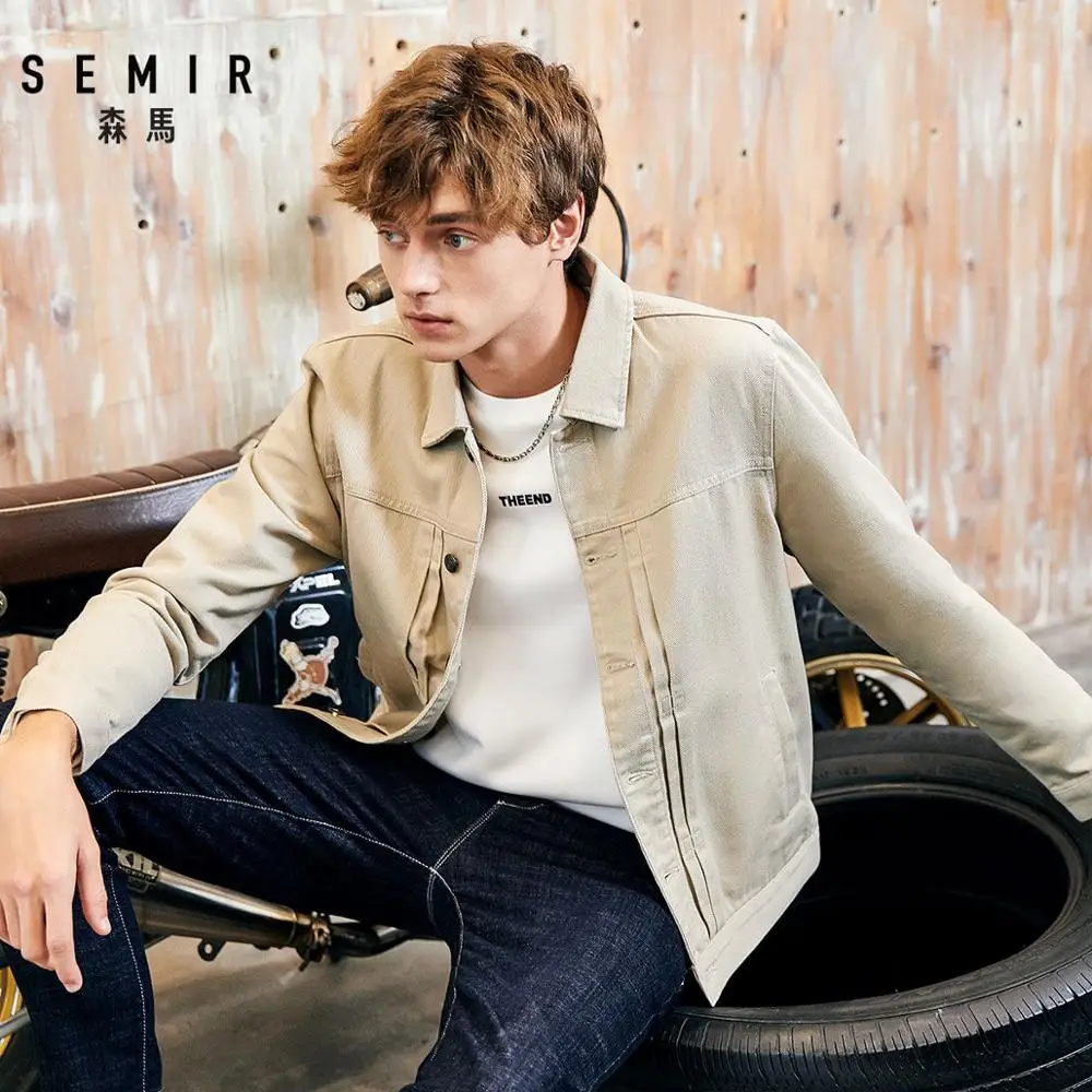 

Semir Jacket men 2019 spring and autumn new cotton denim jacket man's tide Korean casual shirt college wind