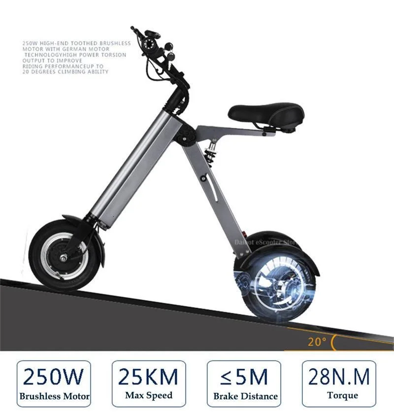 Daibot 10 Inch Electric Tricycle Scooter Three Wheels Electric Scooters Foldable Kick Scooter Electric 36V 250W Range 45KM (21)