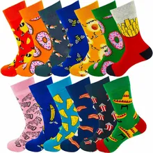 Креативные Модные женские носки Харадзюку еда пончики картофель фри, банан пчела попкорн пиццы гамбургеры повседневные забавные носки Meias