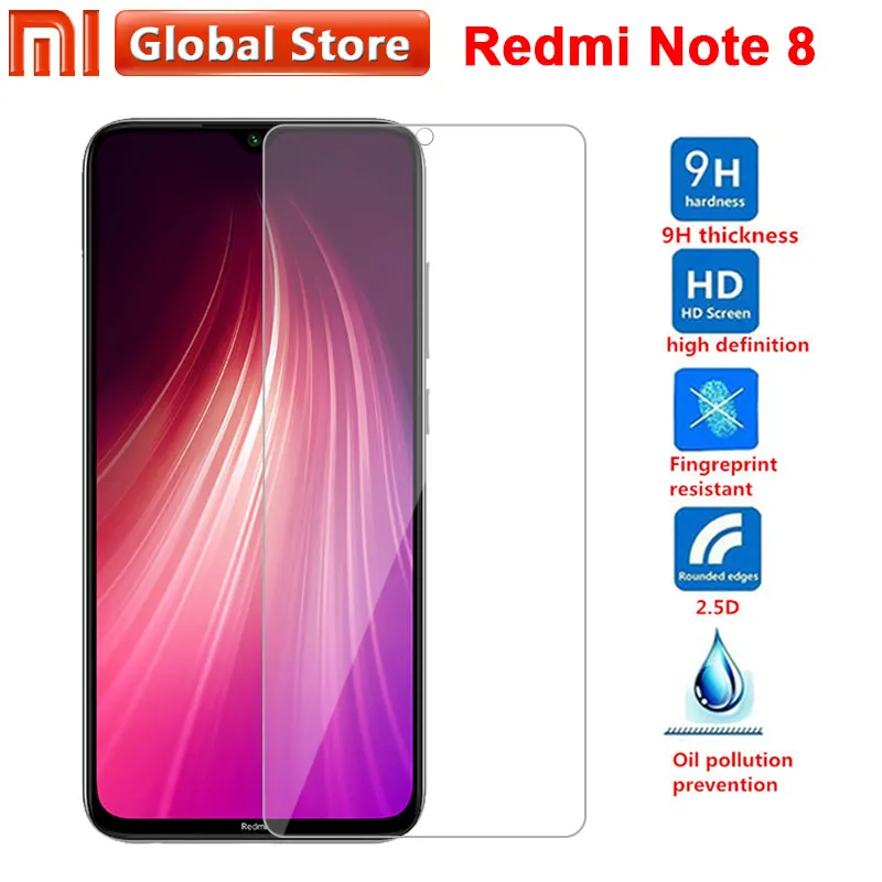 Закаленное стекло для Xiaomi Redmi Note 8 2 шт. Защитное экрана | Мобильные телефоны и