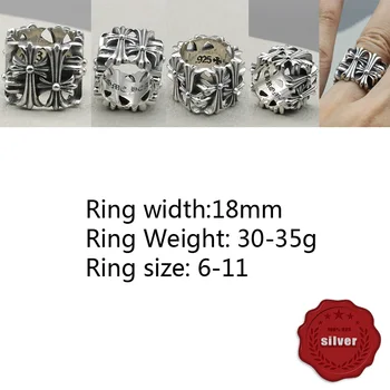 

A129 s925 sterling silvery ring personality fashion retro punk style square cross mother shape gift for friends 2020 new hot