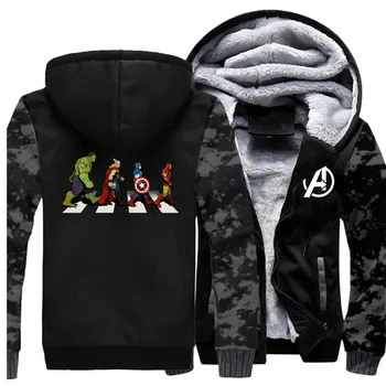 

Super Hero The Avengers Winter Streetwear Fashion Hoody Streetwear Cartoon 2019 New Coat Thick Sweatshirt Raglan Mans Camouflage