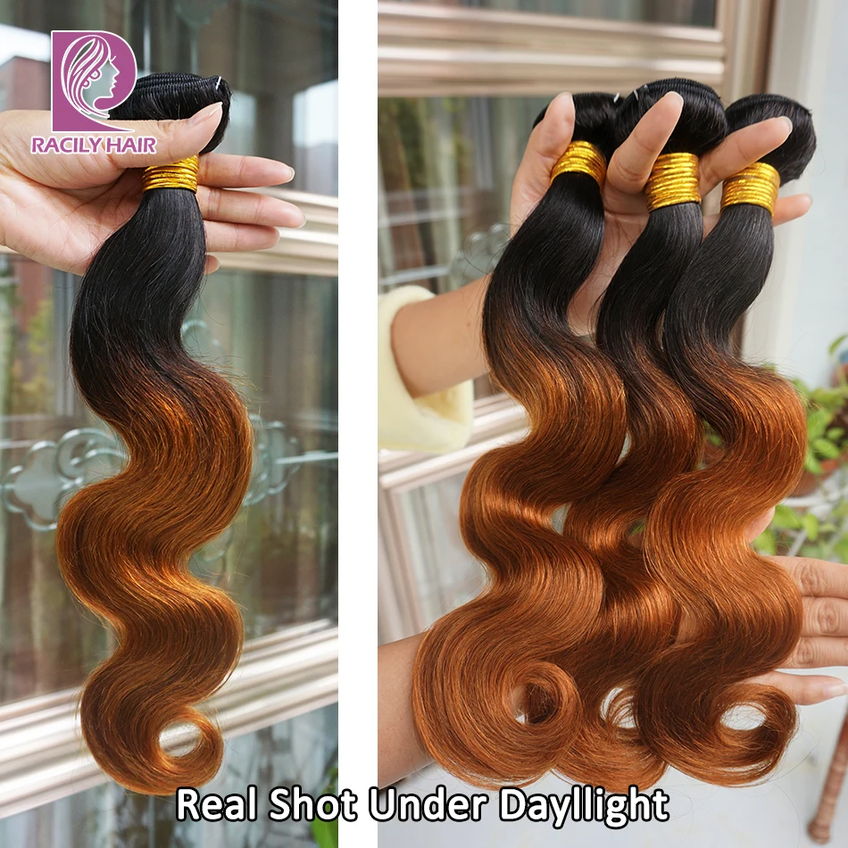 1/3/4Pcs Ombre Bundles 1B/30 Remy Body Wave Bundles Brazilian Hair Weave Bundles Colored Brown Human Hair Extensions Racily Hair 1/3/4Pcs Ombre Bundles 1B/30 Remy Body Wave Bundles Brazilian Hair Weave Bundles Colored Brown Human Hair Extensions Racily Hair