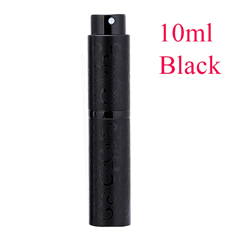 8ml10ml15ml металлический алюминиевый флакон для духов, косметический флакон с распылителем, портативная пустая бутылка для путешествий, стакан для путешествий - Цвет: 10ml Black